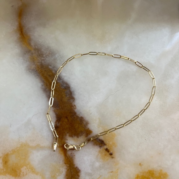 New Dainty Solid 14K Gold paperclip Chain Necklace 7” or 8” inches - Picture 2 of 7